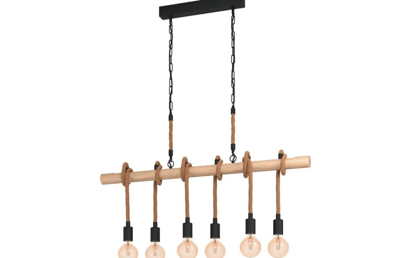 Youngstown Taklampa 100cm 6L Trä/Svart/Hampa