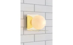 Zenit Vägglampa 1L Mässing/Opal IP44